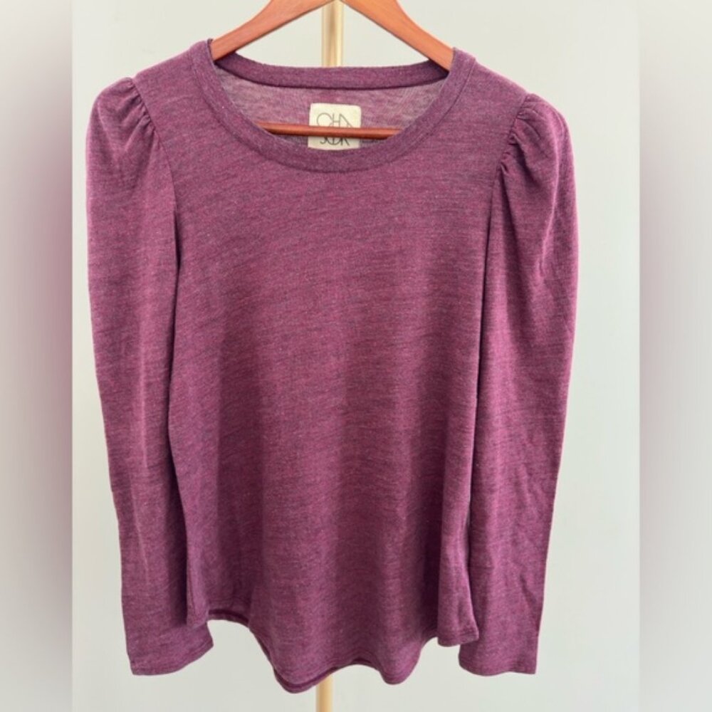 Chaser Burgundy Puff Sleeve Long Sleeve Top – Size Medium